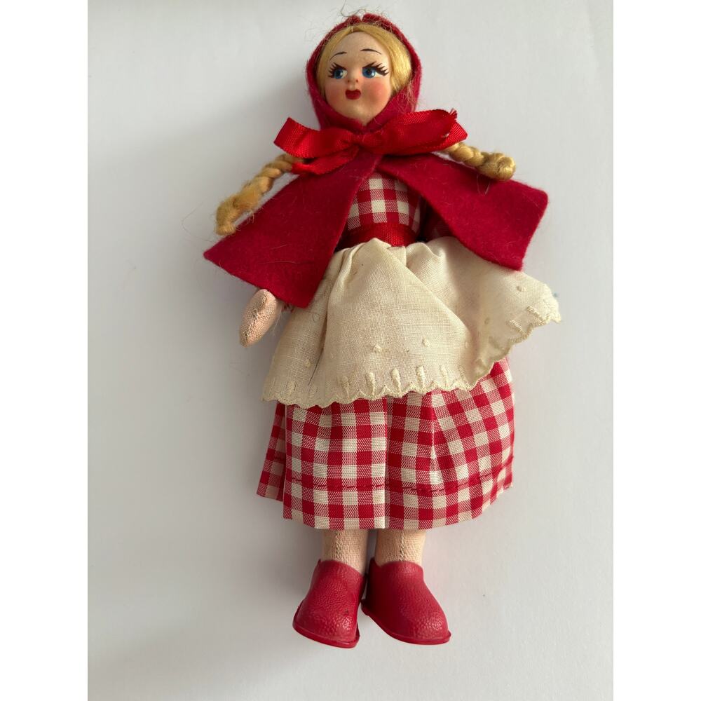 Antique Rosy Doll Made In Italy Pressed Felt Face HP face 7.5" Felt Cloth